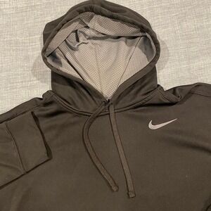 Nike Therma-FIT Hoodie Mens XXL Black Pullover Fleece Sweatshirt Logo